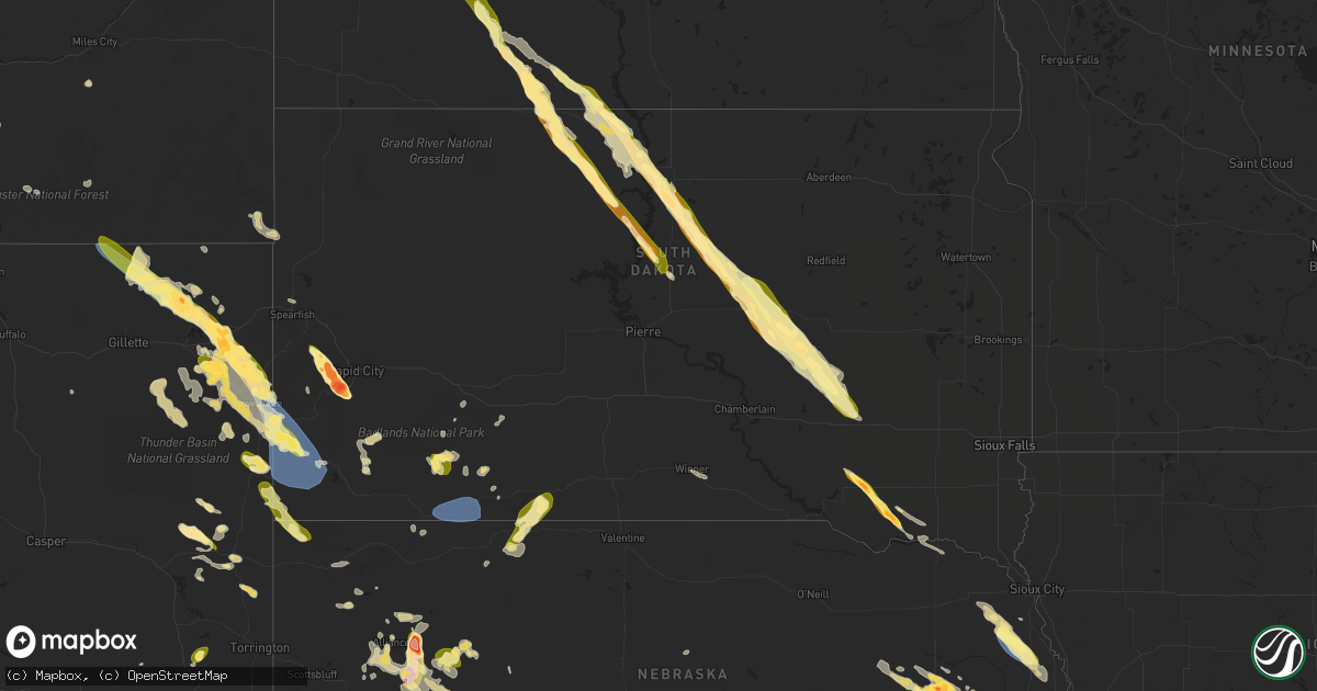 Hail map in South Dakota on July 30, 2023