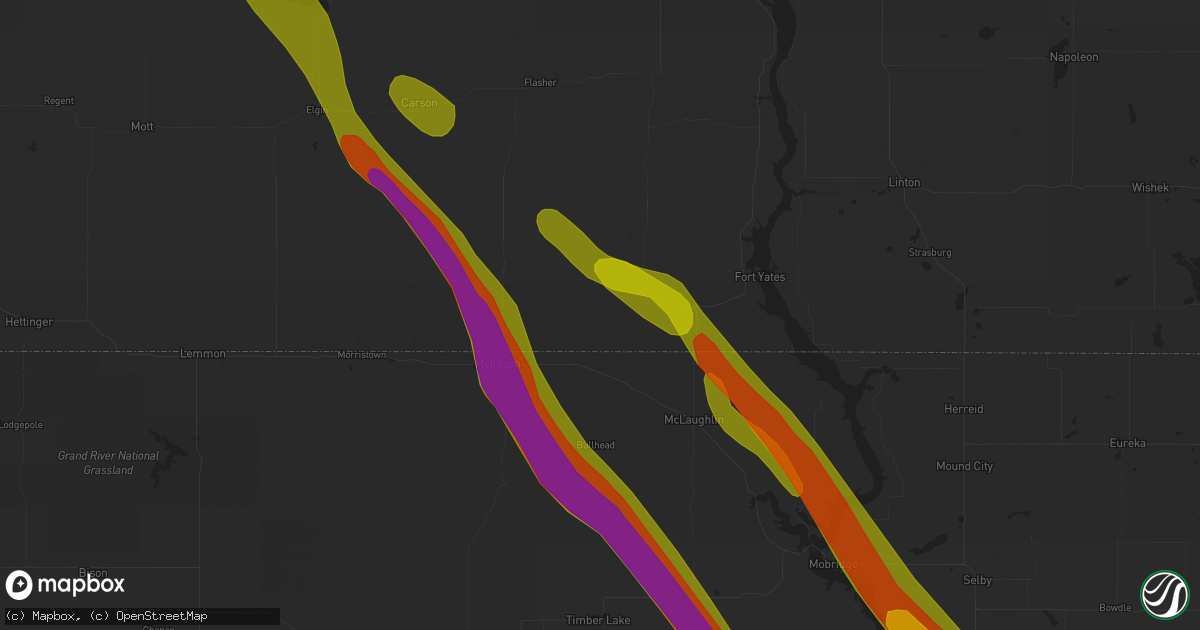 Hail map in Trail City, SD on July 30, 2023