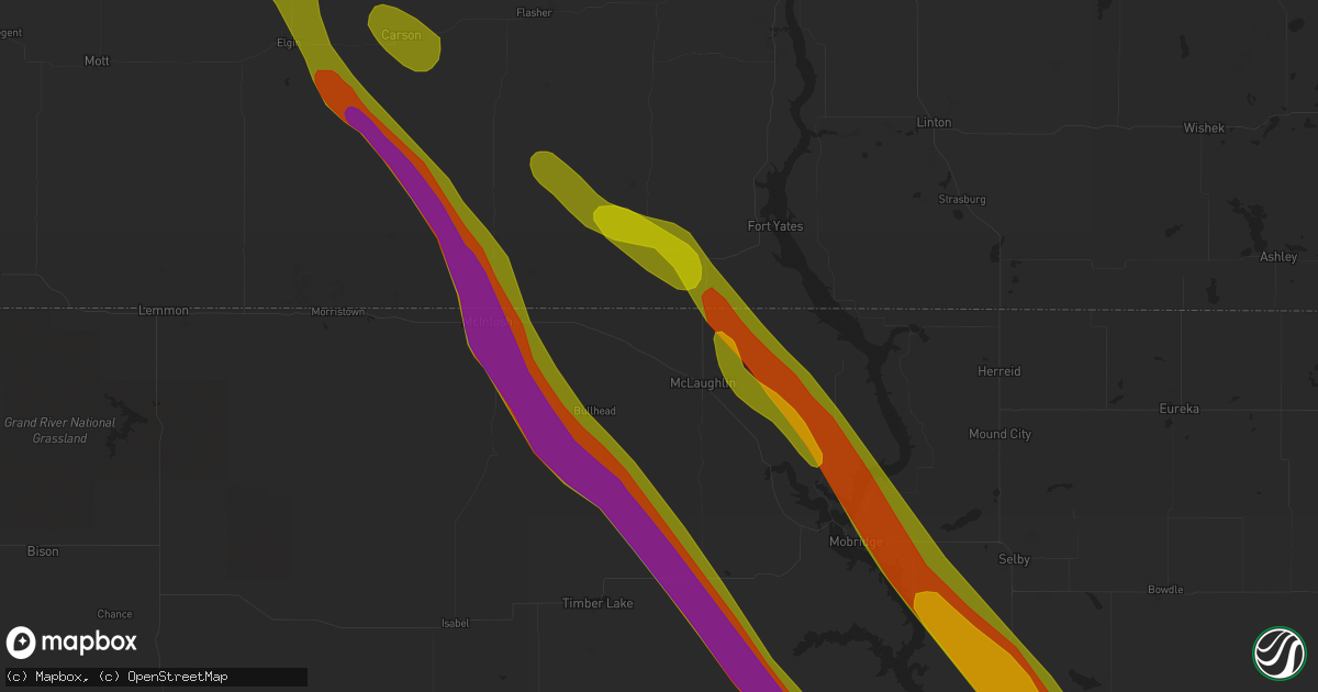 Hail map in Wakpala, SD on July 30, 2023