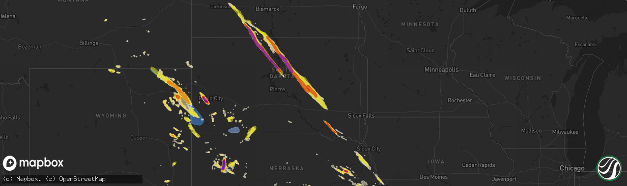 Hail map on July 30, 2023