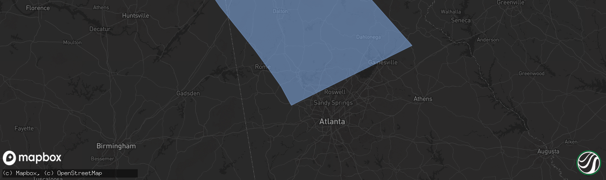 Hail map in Acworth, GA on July 30, 2024