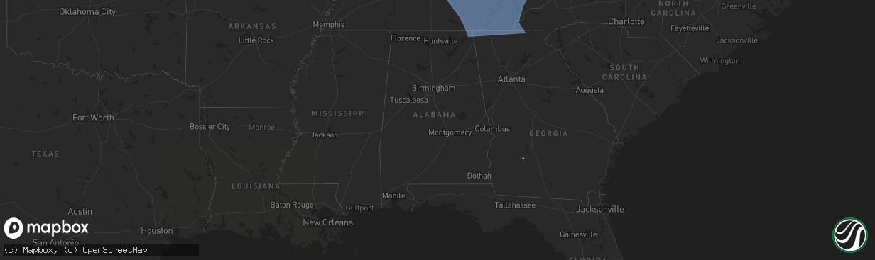 Hail map in Alabama on July 30, 2024