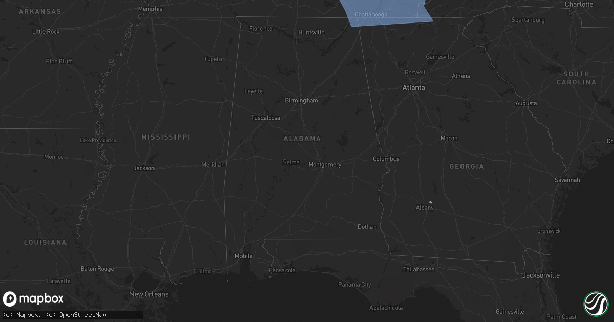 Hail map in Alabama on July 30, 2024
