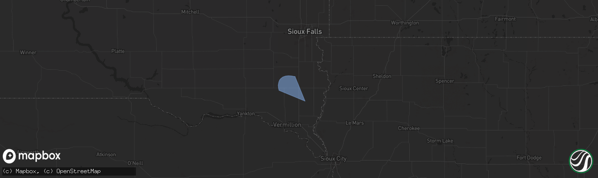 Hail map in Beresford, SD on July 30, 2024