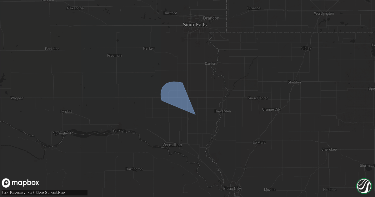 Hail map in Beresford, SD on July 30, 2024