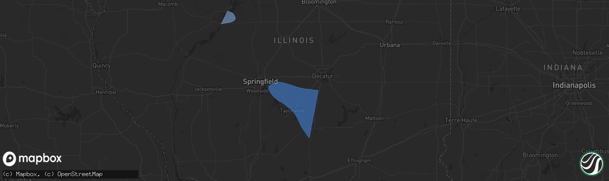 Hail map in Blue Mound, IL on July 30, 2024