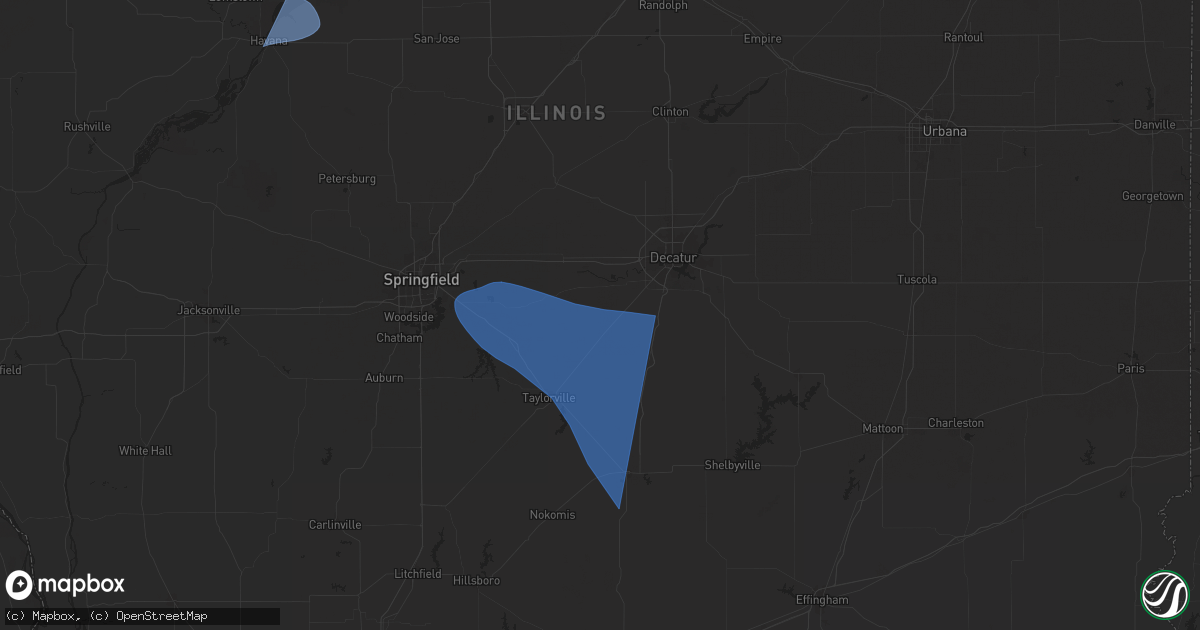 Hail map in Blue Mound, IL on July 30, 2024
