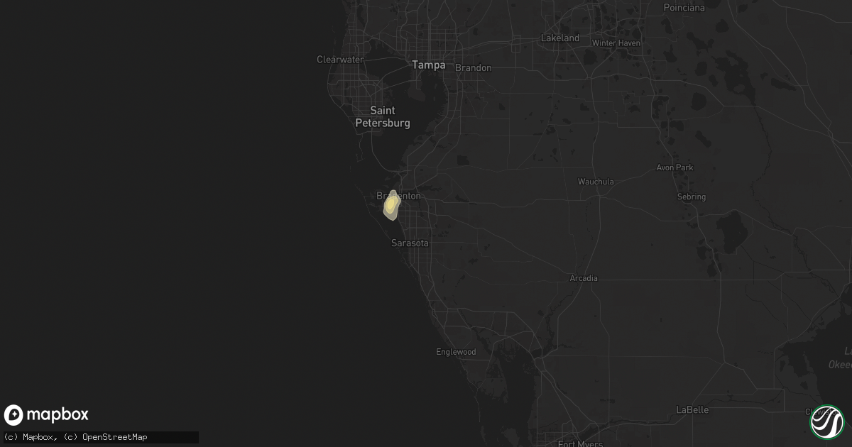 Hail map in Bradenton, FL on July 30, 2024