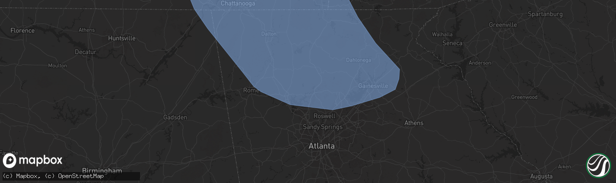 Hail map in Canton, GA on July 30, 2024