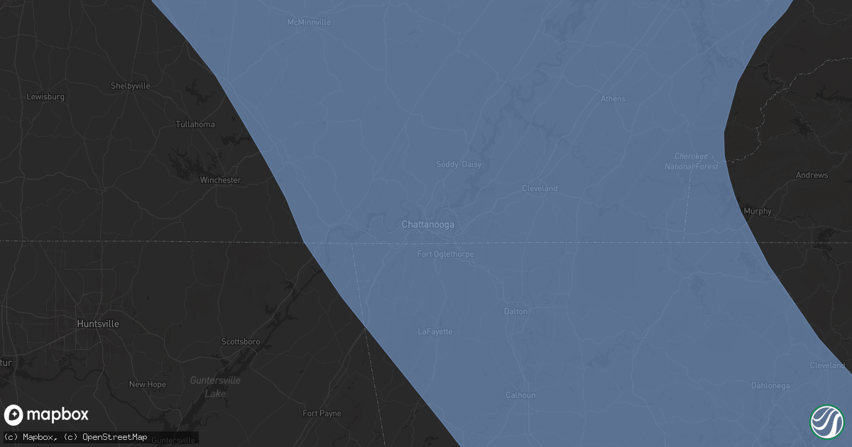 Hail map in Chattanooga, TN on July 30, 2024