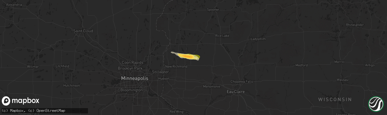 Hail map in Clear Lake, WI on July 30, 2024