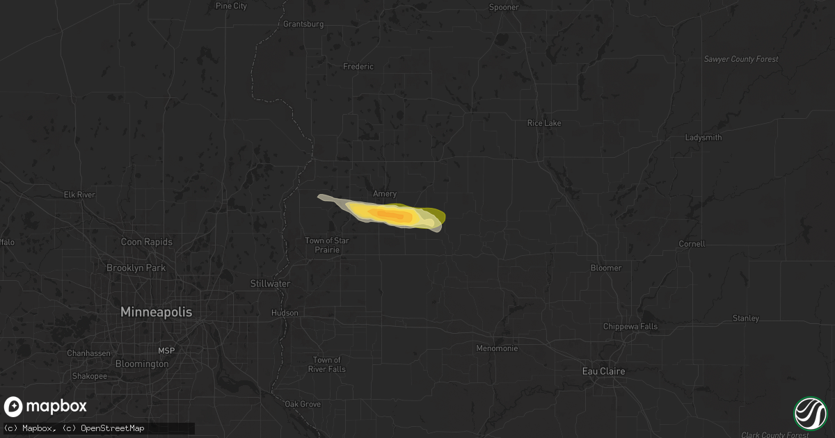 Hail map in Clear Lake, WI on July 30, 2024