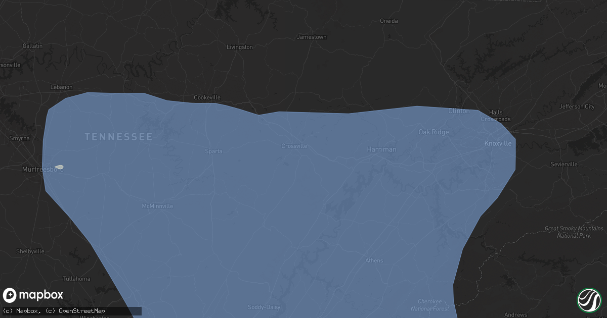 Hail map in Crossville, TN on July 30, 2024