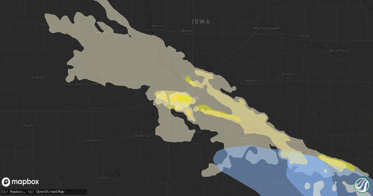 Hail map in Des Moines, IA on July 30, 2024