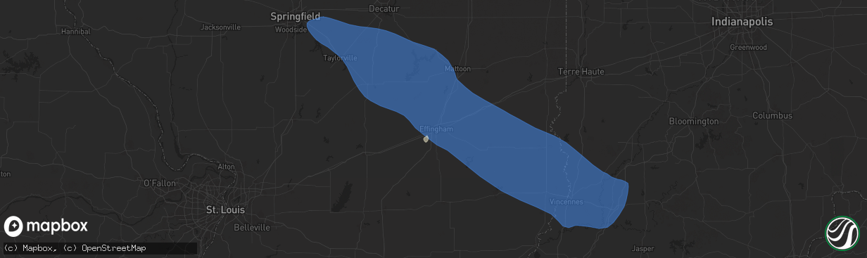 Hail map in Effingham, IL on July 30, 2024