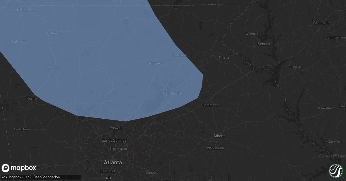 Hail map in Gainesville, GA on July 30, 2024