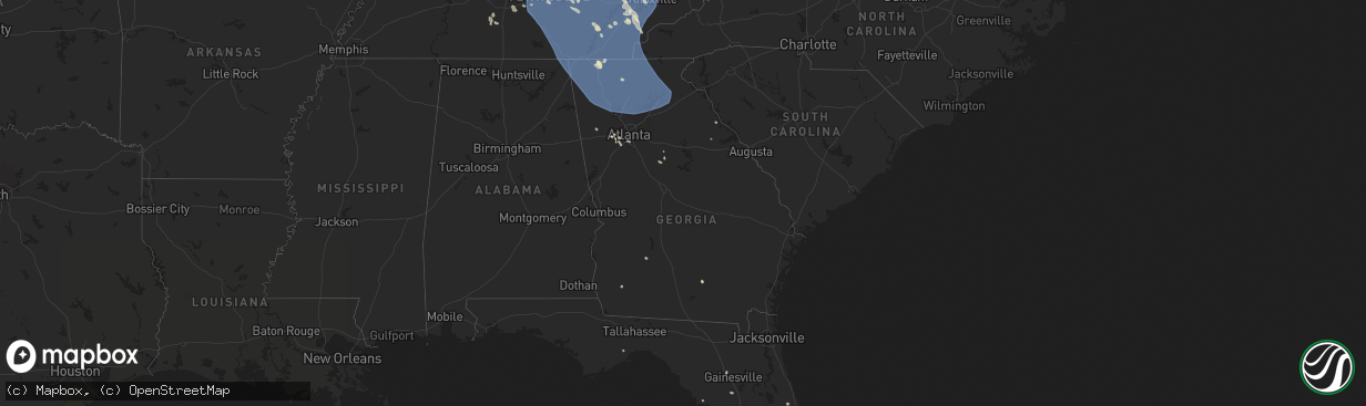 Hail map in Georgia on July 30, 2024