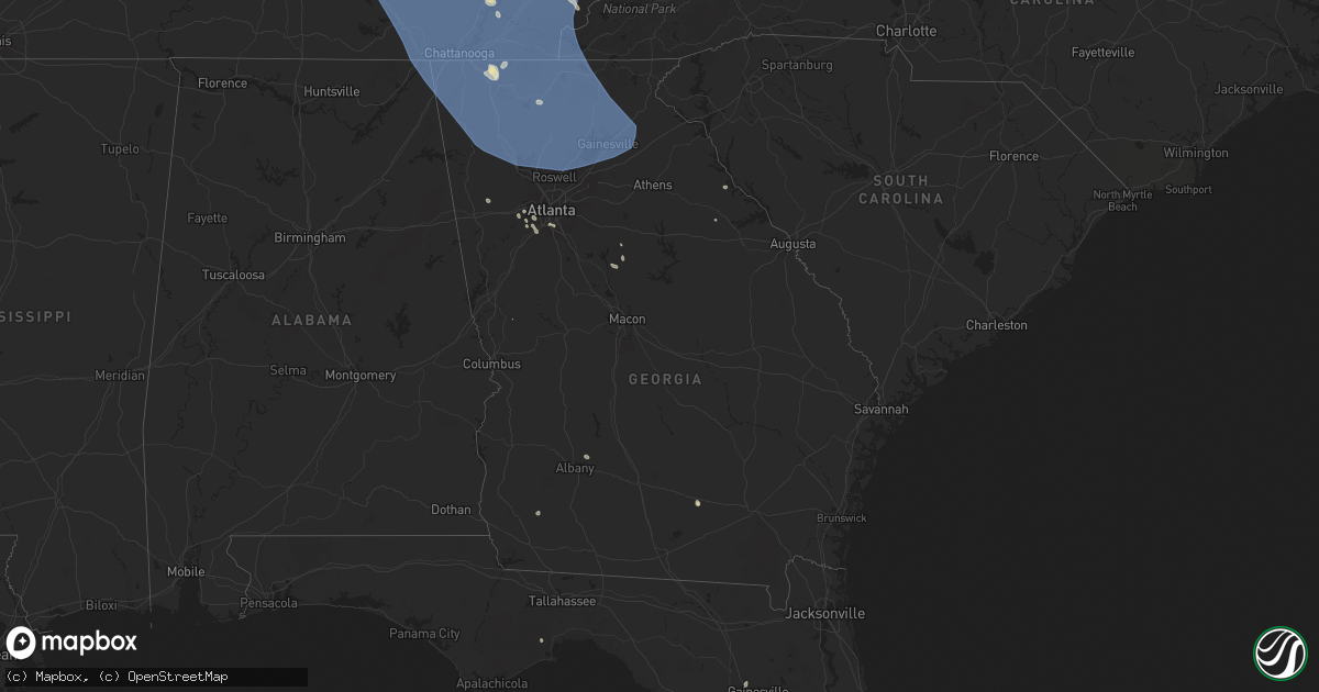 Hail map in Georgia on July 30, 2024