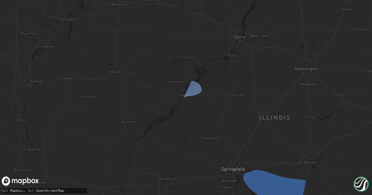 Hail map in Havana, IL on July 30, 2024