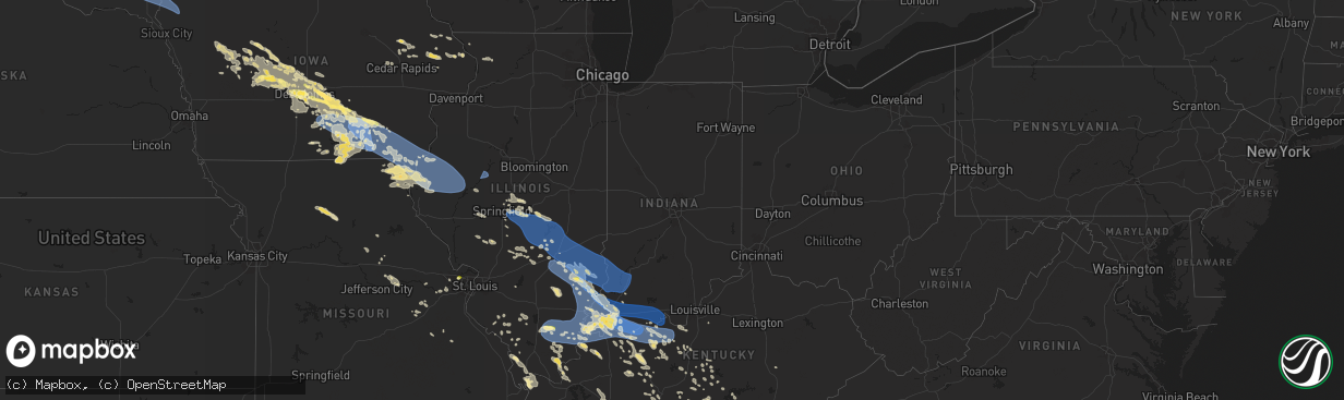 Hail map in Indiana on July 30, 2024