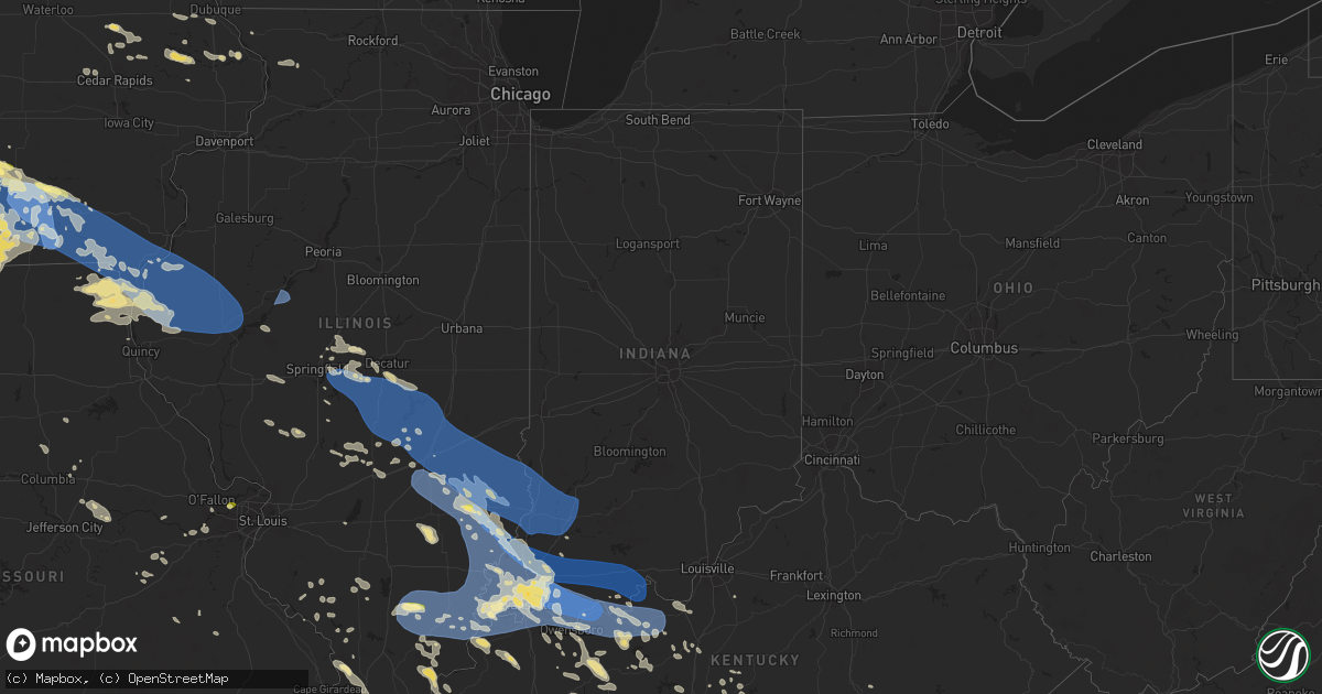 Hail map in Indiana on July 30, 2024