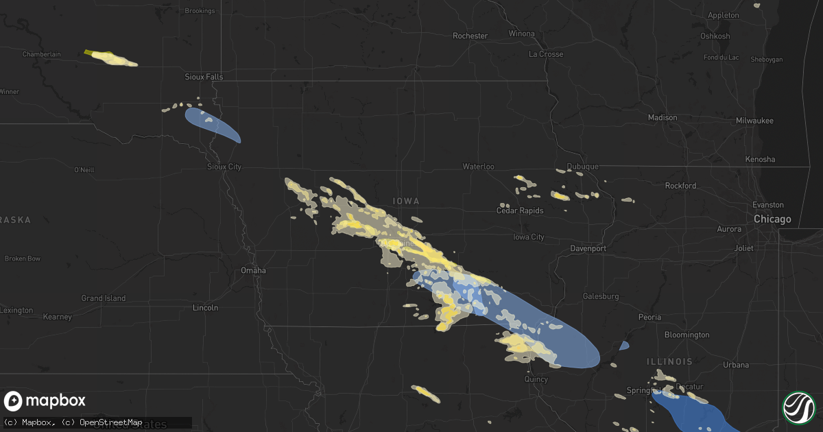 Hail map in Iowa on July 30, 2024