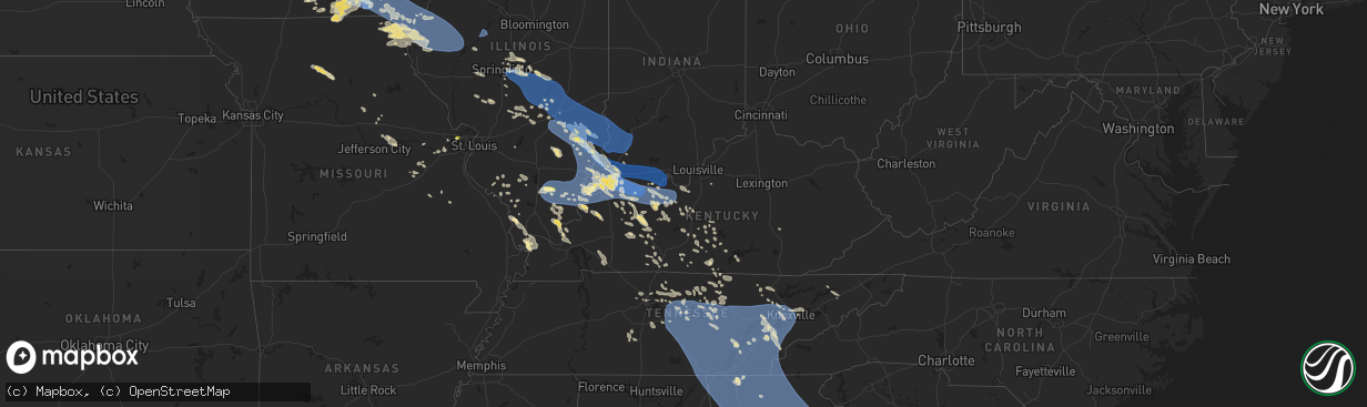 Hail map in Kentucky on July 30, 2024