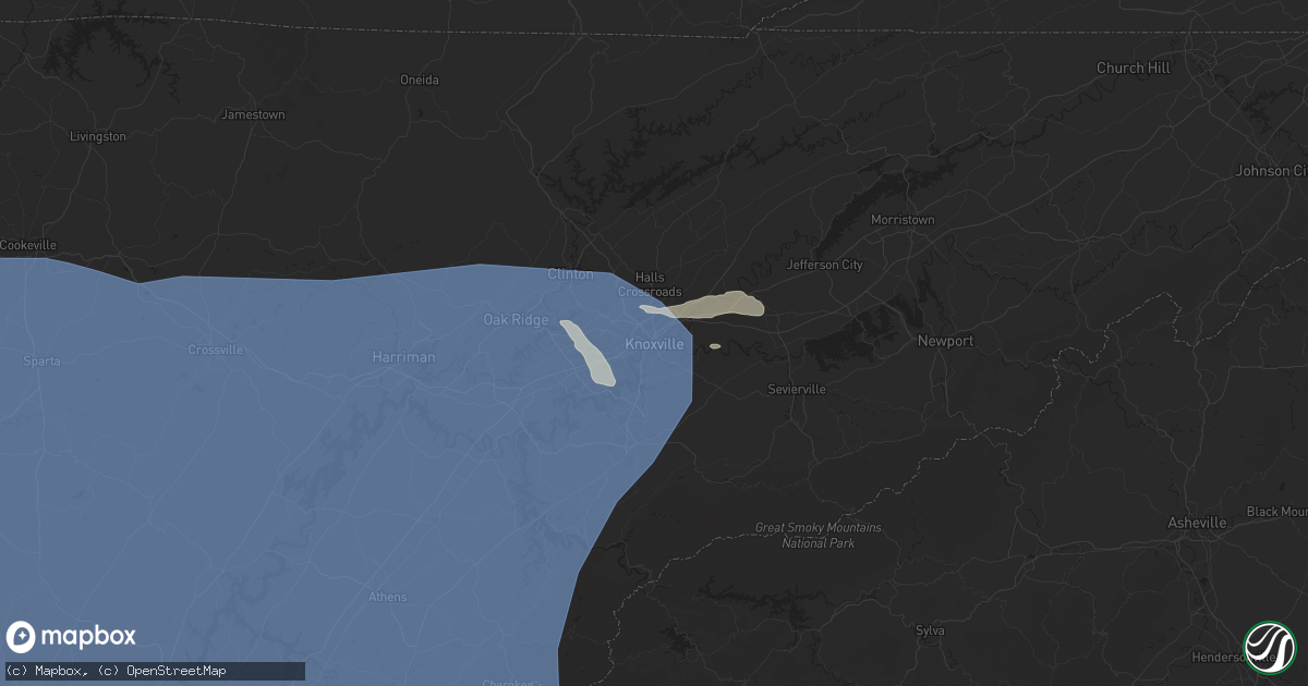 Hail map in Knoxville, TN on July 30, 2024