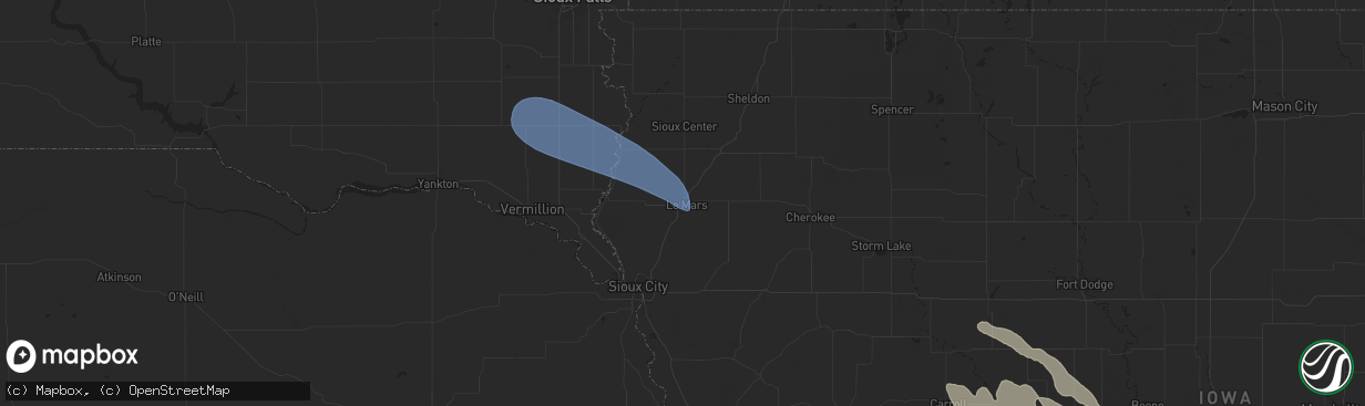 Hail map in Le Mars, IA on July 30, 2024