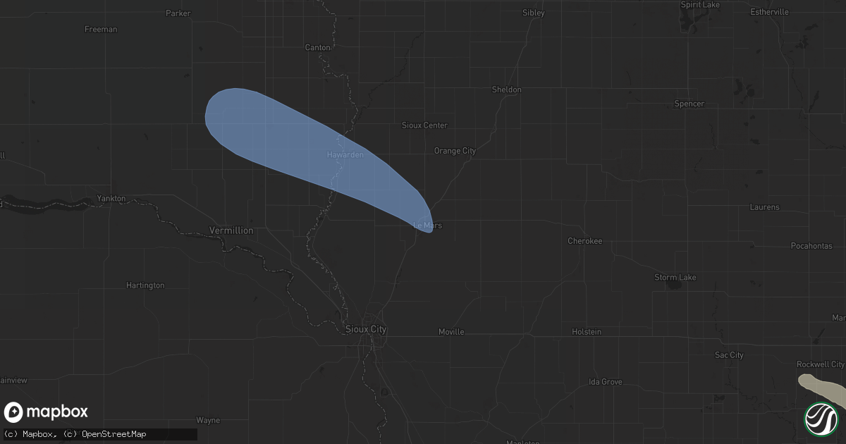Hail map in Le Mars, IA on July 30, 2024