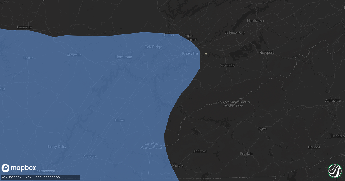 Hail map in Maryville, TN on July 30, 2024