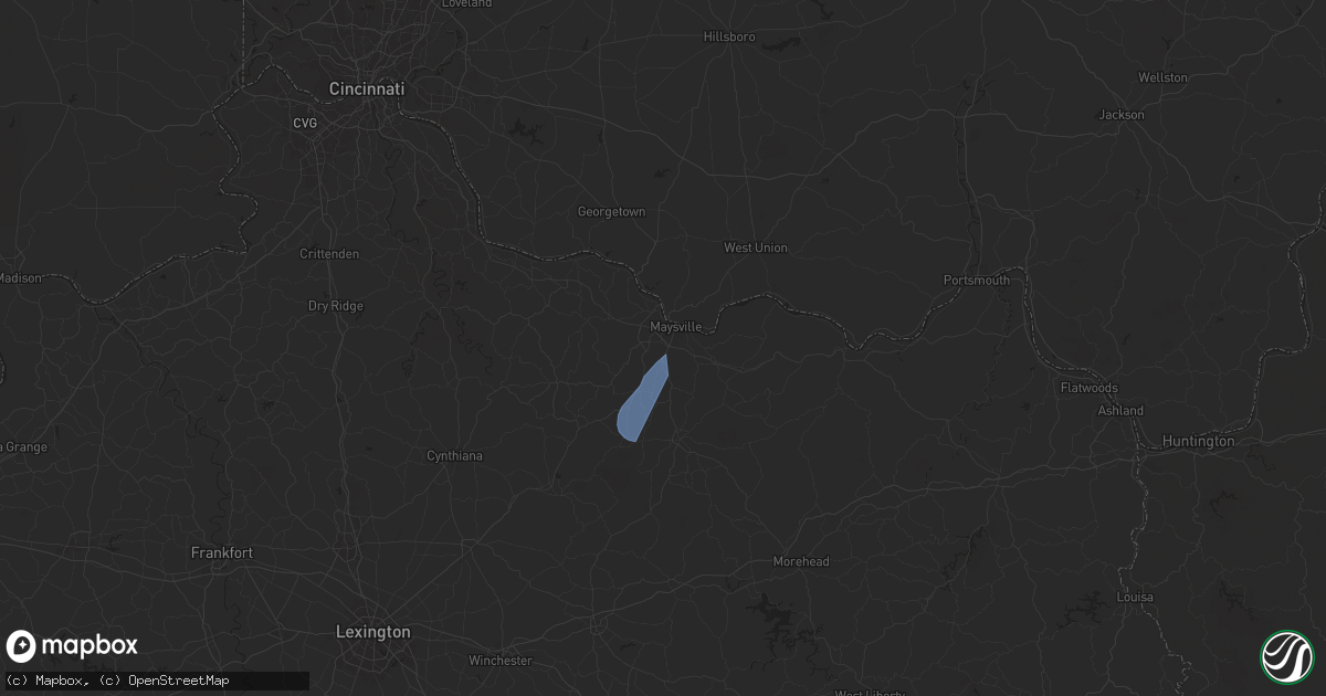 Hail map in Maysville, KY on July 30, 2024