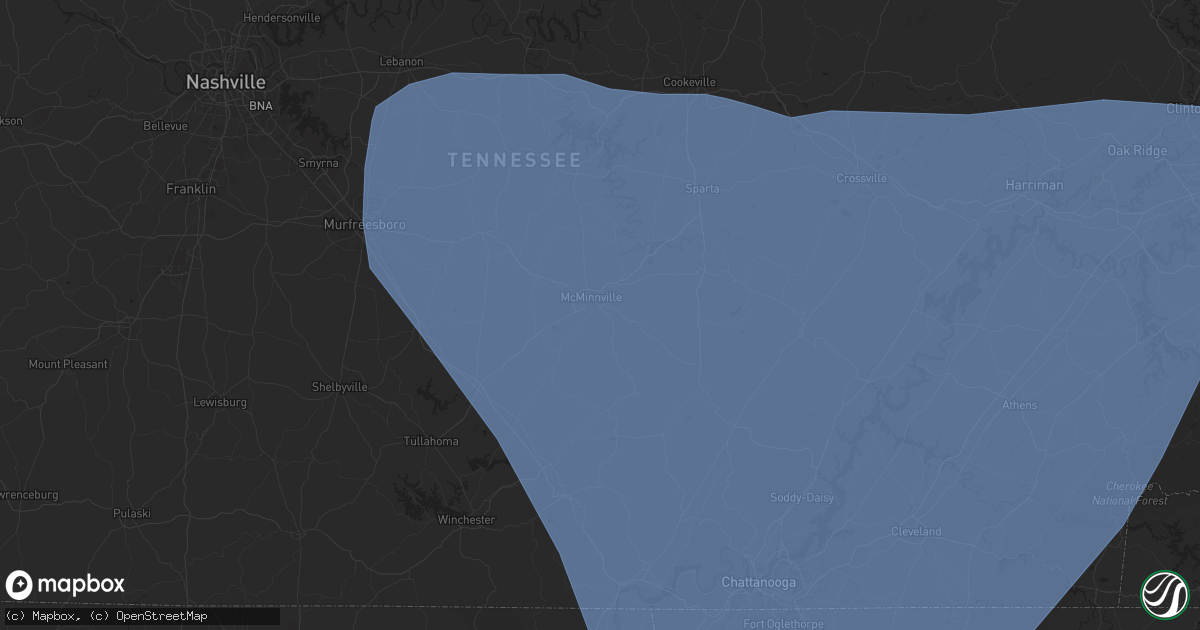 Hail map in Mcminnville, TN on July 30, 2024