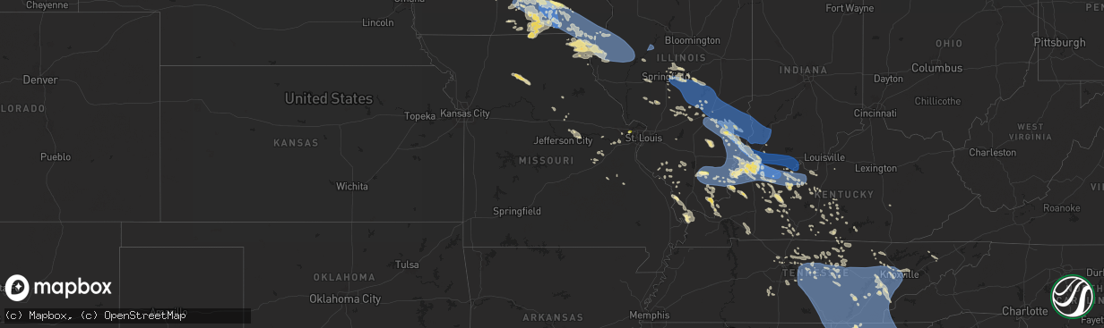 Hail map in Missouri on July 30, 2024