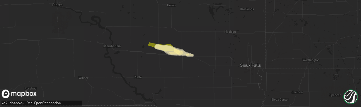 Hail map in Mitchell, SD on July 30, 2024