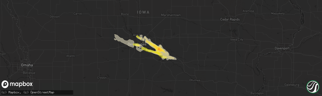 Hail map in Monroe, IA on July 30, 2024