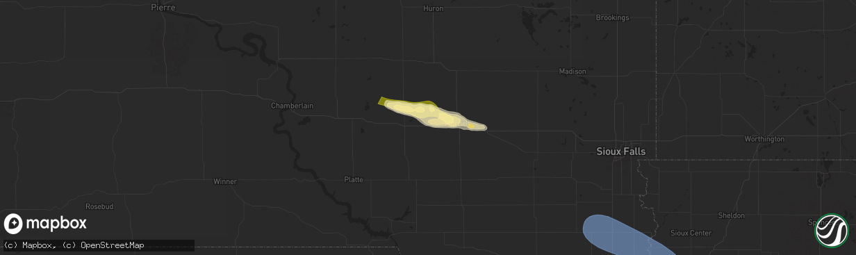 Hail map in Mount Vernon, SD on July 30, 2024