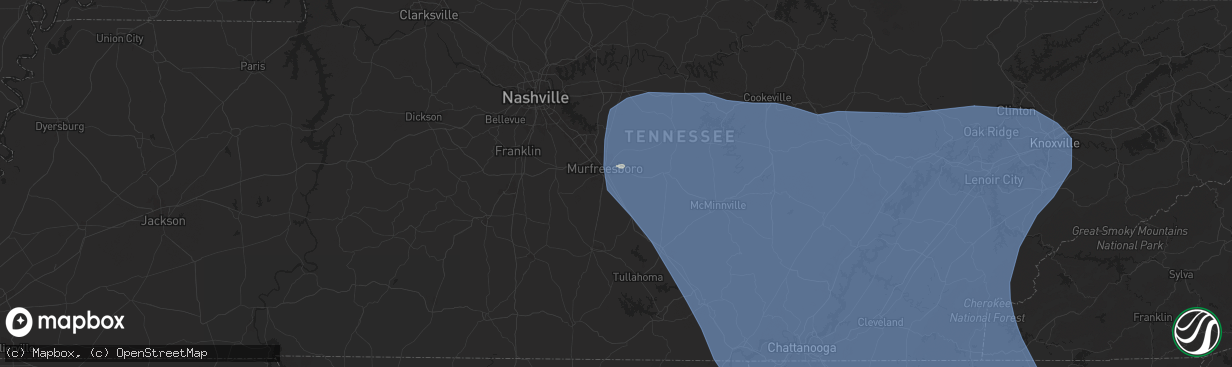 Hail map in Murfreesboro, TN on July 30, 2024