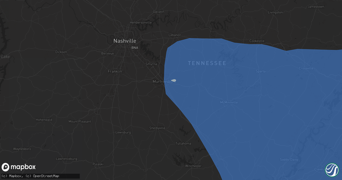Hail map in Murfreesboro, TN on July 30, 2024