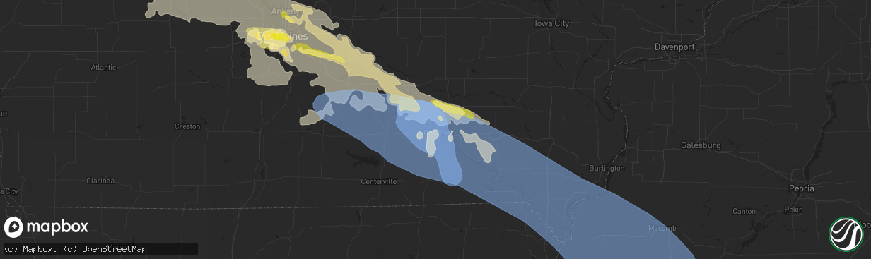 Hail map in Ottumwa, IA on July 30, 2024