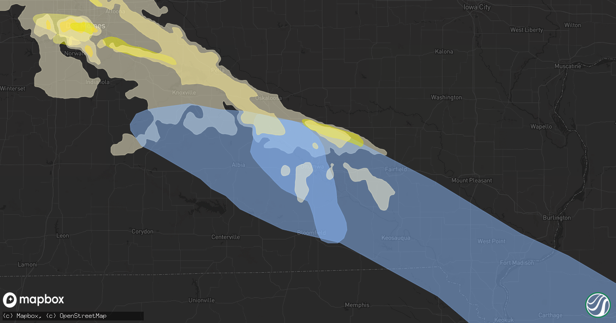Hail map in Ottumwa, IA on July 30, 2024