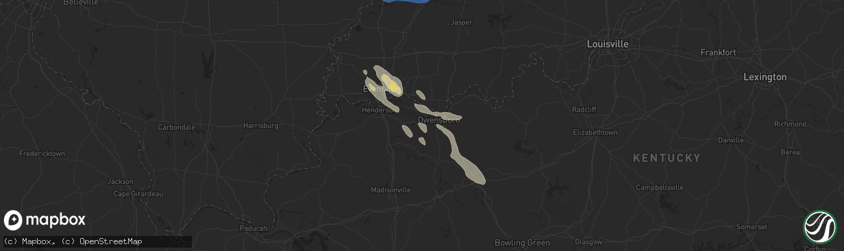 Hail map in Owensboro, KY on July 30, 2024