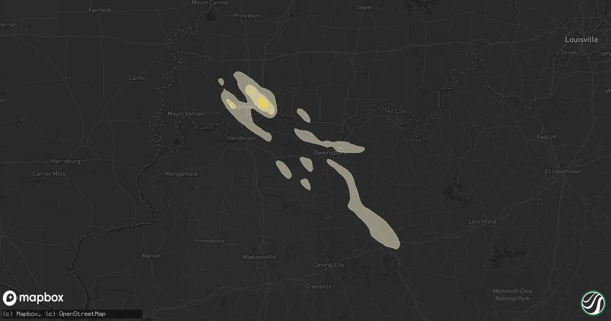 Hail map in Owensboro, KY on July 30, 2024