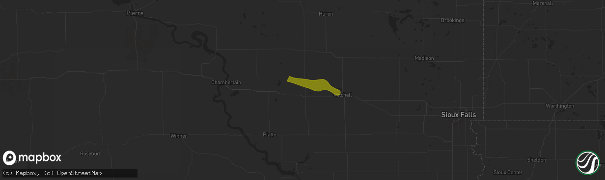 Hail map in Plankinton, SD on July 30, 2024