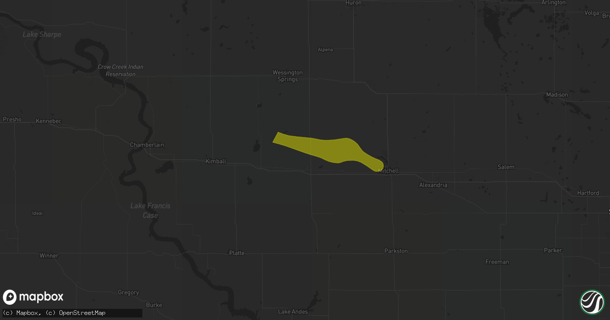 Hail map in Plankinton, SD on July 30, 2024