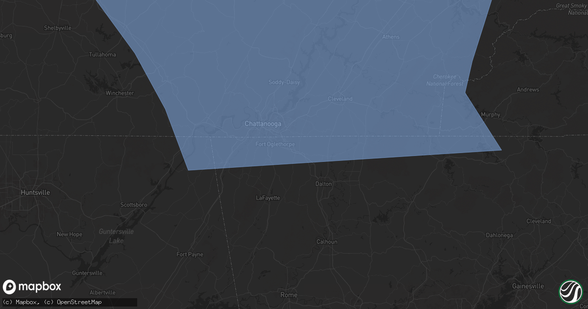 Hail map in Ringgold, GA on July 30, 2024