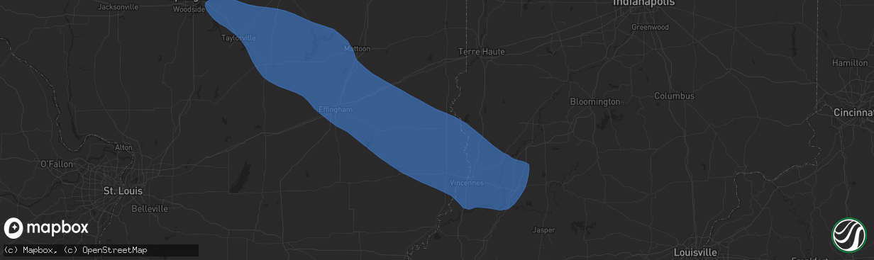 Hail map in Robinson, IL on July 30, 2024