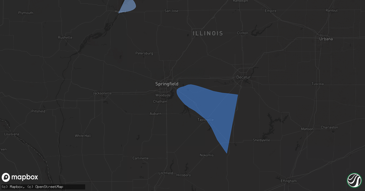 Hail map in Rochester, IL on July 30, 2024
