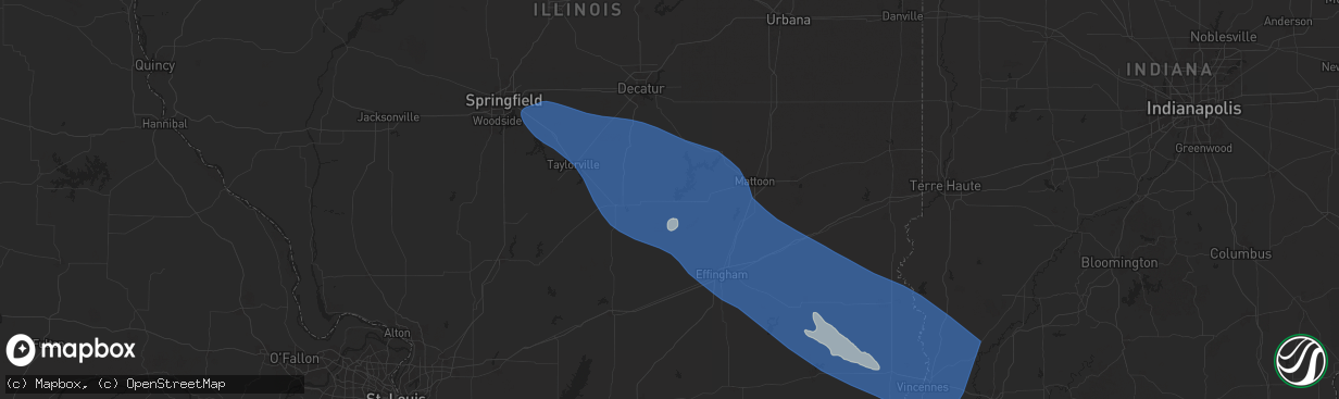 Hail map in Shelbyville, IL on July 30, 2024