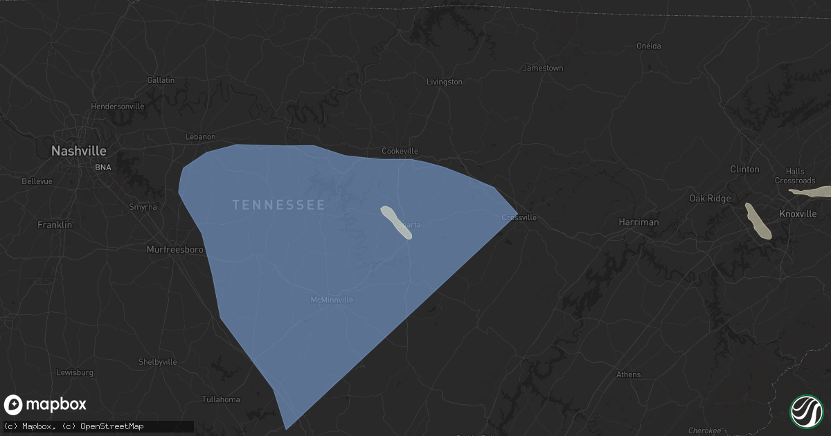 Hail map in Sparta, TN on July 30, 2024